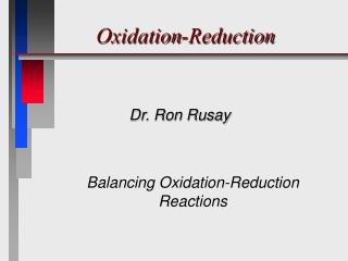 Oxidation-Reduction