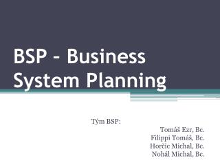 BSP – Business System Planning