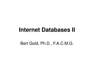 Internet Databases II