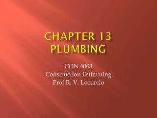 Chapter 13 Plumbing