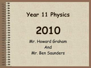 Year 11 Physics 2010