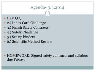 Agenda- 9.3.2014