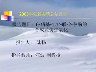 2003 年创新实验总结报告