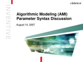 Algorithmic Modeling (AMI) Parameter Syntax Discussion