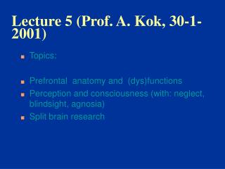 Lecture 5 (Prof. A. Kok, 30-1-2001)