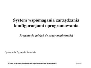 System wspomagania zarządzania konfiguracjami oprogramowania