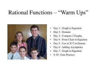 Rational Functions – “Warm Ups”