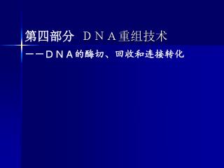 第四部分 ＤＮＡ重组技术