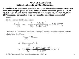 AULA DE EXERCÍCIOS Material elaborado por Caio Guimarães