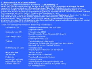 1. Gesundheitstag in der Köthener Badewelt