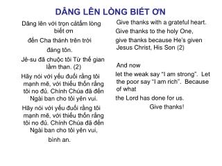 DÂNG LÊN LÒNG BIẾT ƠN