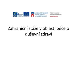 Zahraniční stáže v oblasti péče o duševní zdraví