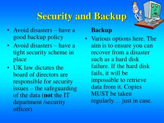 Security and Backup