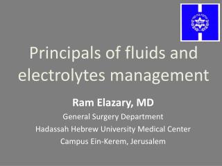 Principals of fluids and electrolytes management