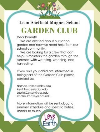 Leon Sheffield Magnet School GARDEN CLUB