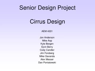 Senior Design Project Cirrus Design