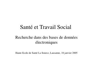 Santé et Travail Social