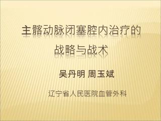 主髂动脉闭塞腔内治疗的 战略与战术