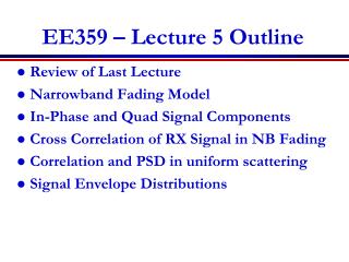 EE359 – Lecture 5 Outline