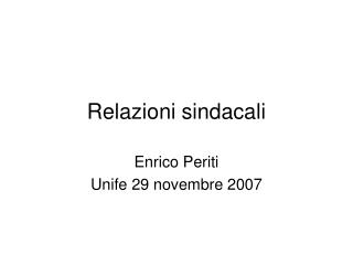 Relazioni sindacali