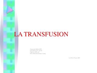 LA TRANSFUSION