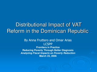 Distributional Impact of VAT Reform in the Dominican Republic