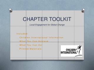 CHAPTER TOOLKIT Local Engagement for Global Change