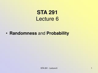 STA 291 Lecture 6