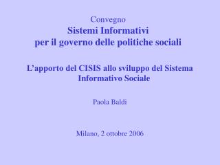 Convegno Sistemi Informativi per il governo delle politiche sociali
