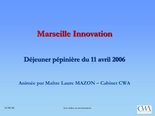 Marseille Innovation Déjeuner pépinière du 11 avril 2006