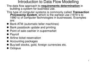 Introduction to Data Flow Modelling