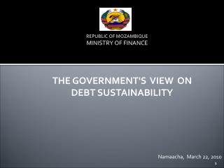 REPUBLIC OF MOZAMBIQUE MINISTRY OF FINANCE