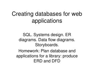 Creating databases for web applications