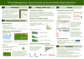 Vervet Monkey Genomics: Genome Canada and G é nome Qu é bec Physical Map Project