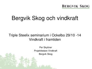 Bergvik Skog och vindkraft Triple Steelix seminarium i Ockelbo 29/10 -14 Vindkraft i framtiden