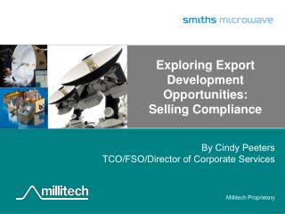 Exploring Export Development Opportunities: Selling Compliance