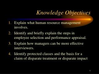 Knowledge Objectives