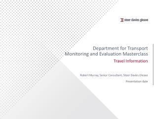 Department for Transport Monitoring and Evaluation Masterclass