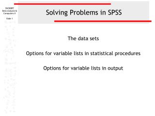Solving Problems in SPSS