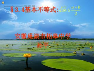 安徽巢湖市柘皋中学 孙平