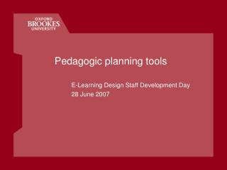 Pedagogic planning tools