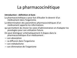 La pharmacocinétique