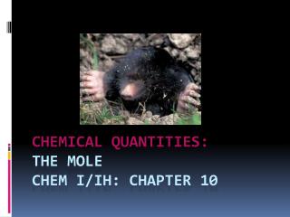 CHEMICAL QUANTITIES: THE MOLE chem i / Ih : Chapter 10