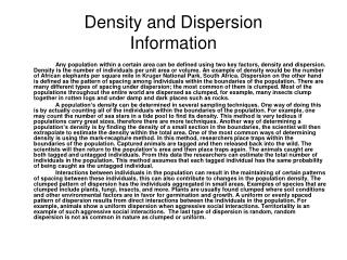 Density and Dispersion Information