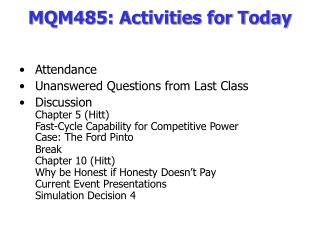 MQM485: Activities for Today