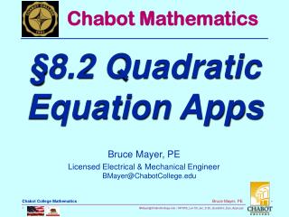 Bruce Mayer, PE Licensed Electrical &amp; Mechanical Engineer BMayer@ChabotCollege