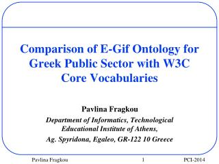 Comparison of E-Gif Ontology for Greek Public Sector with W3C Core Vocabularies