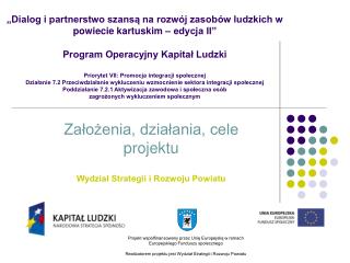 Założenia, działania, cele projektu Wydział Strategii i Rozwoju Powiatu