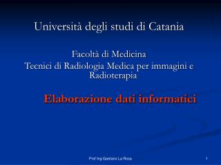 Università degli studi di Catania Facoltà di Medicina