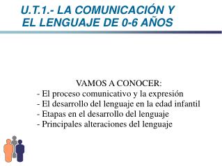 U.T.1.- LA COMUNICACIÓN Y EL LENGUAJE DE 0-6 AÑOS